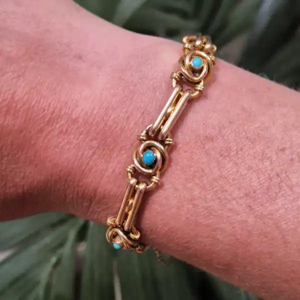 Antique Yellow Gold Turquoise Bracelet-antique-turquoise-bracelet-in-yellow-gold.webp