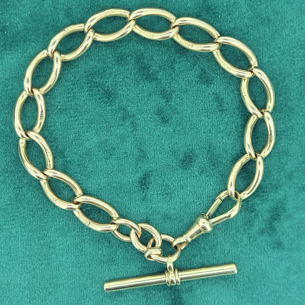  Thumbnail of Chunky 9ct Gold Antique T-Bar Bracelet