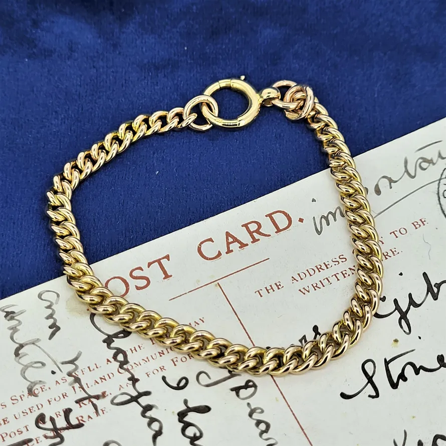 9ct Gold Albert Style Bracelet-curb-bracelet-dublin-large-bolt-ring.webp
