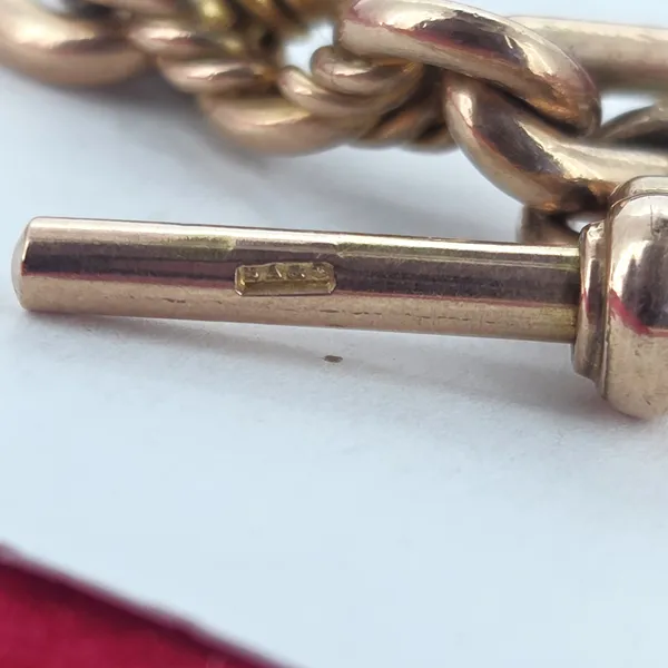 Date 1900! Antique Rose Gold Trombone T-Bar Bracelet- Reverse Angle 