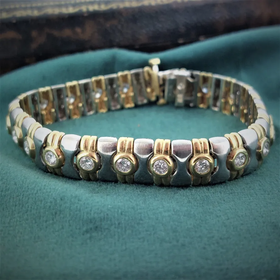 Diamond Jewellery Ireland  - 18ct Gold Mixed Metal Diamond Bracelet