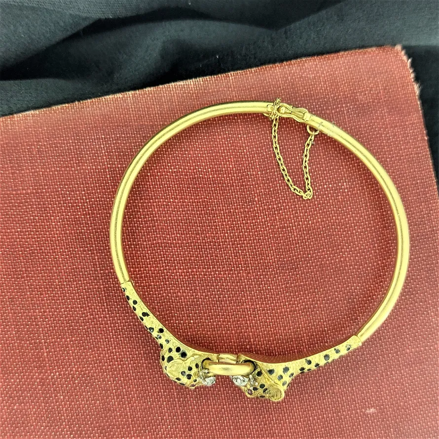 1970s 18ct Gold, Diamond & Ruby Jaguar Bangle-gold-jaguar-jewellery-dublin.webp
