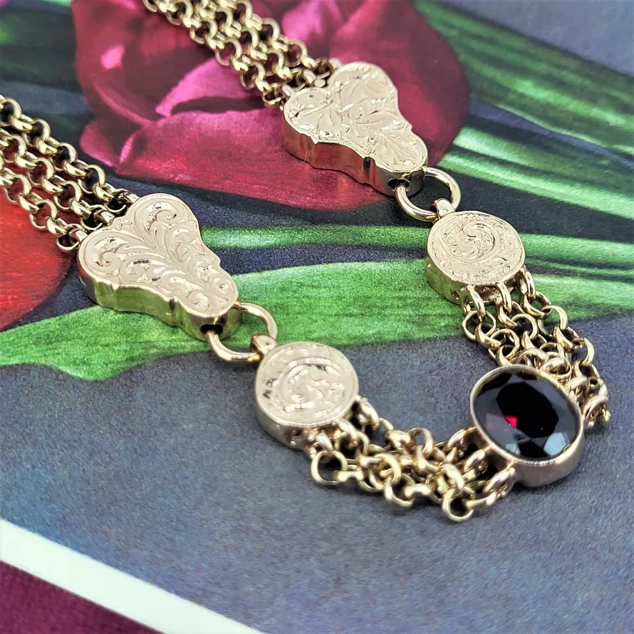 Gorgeous 9ct Rose Gold Belcher Link Bracelet with Engraving-rose-gold-antique-bracelet.webp