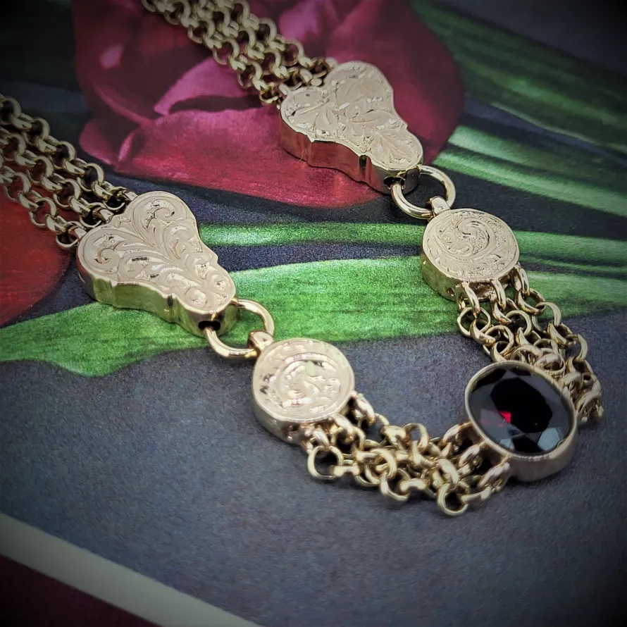 Gorgeous 9ct Rose Gold Belcher Link Bracelet with Engraving-rose-gold-antique-bracelet.webp