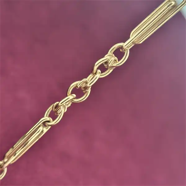 9ct Rose Gold Figaro/Paperclip Link Bracelet-rose-gold-fancy-link-bracelet.webp