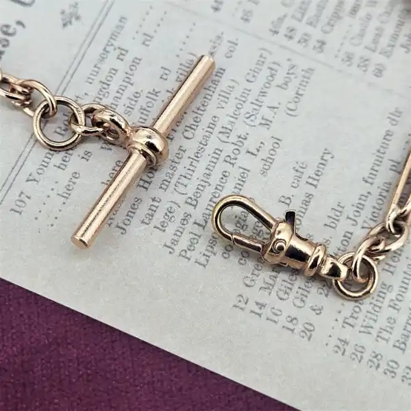 9ct Rose Gold Figaro/Paperclip Link Bracelet-rose-gold-fancy-link-bracelet.webp