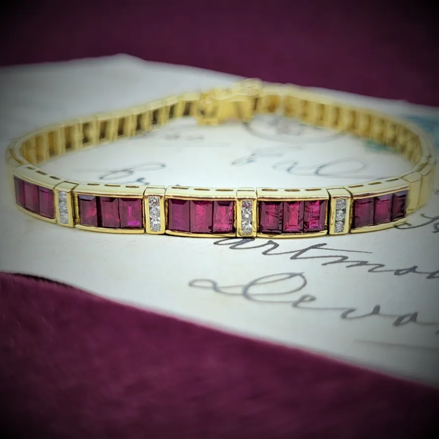 Ruby Jewellery Ireland  - Ruby & Diamond Art Deco Bracelet