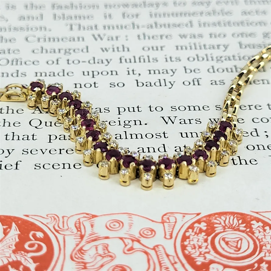 An Elegant 14ct Yellow Gold Ruby and Diamond Bracelet -ruby-bracelet-with-diamonds-dublin.webp