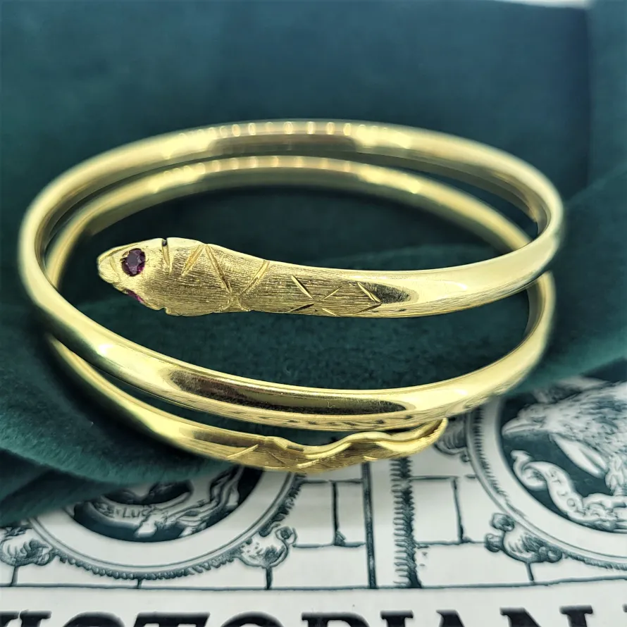 18ct Gold Serpent Snake Bangle -serpent-head-snake-bangle.webp