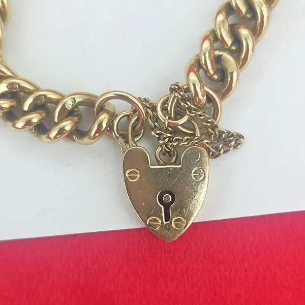 Solid 9ct Yellow Gold Curb Charm Bracelet- Reverse Angle 