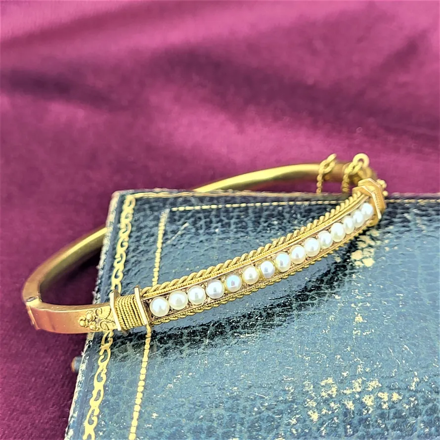 Victorian Seed Pearl Bangle in 15ct Yellow Gold-victorian-seed-pearl-bangle.webp