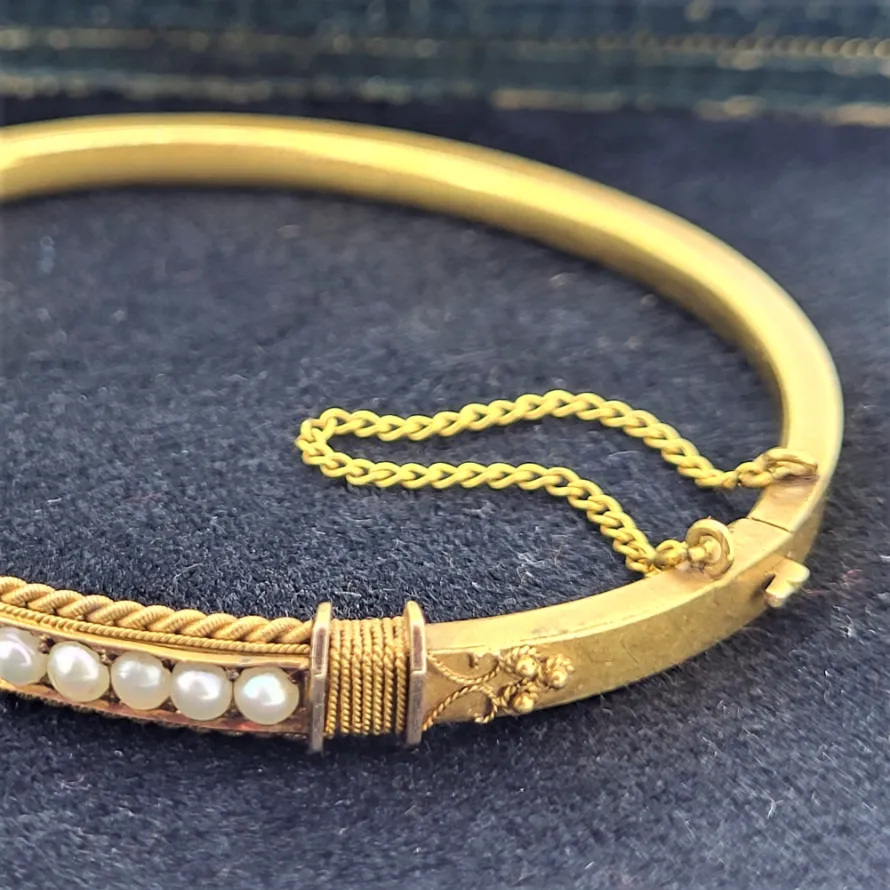 Victorian Seed Pearl Bangle in 15ct Yellow Gold-victorian-seed-pearl-bangle.webp