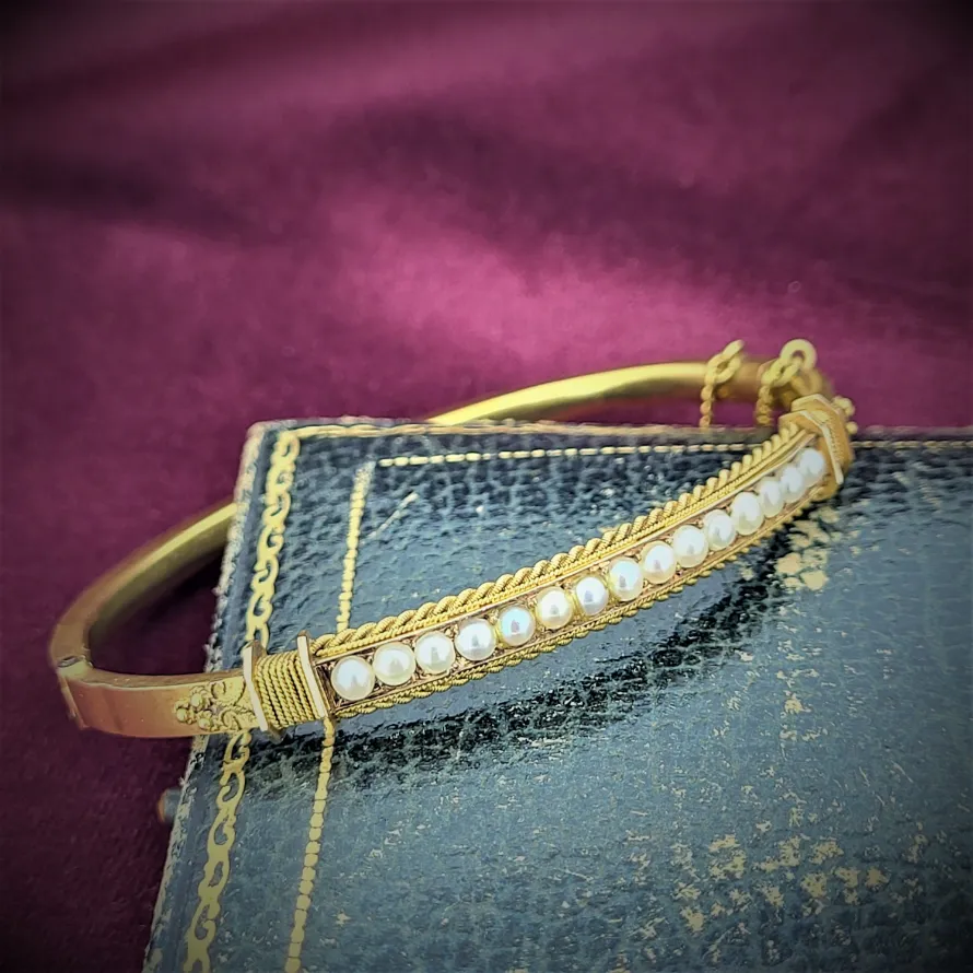  Thumbnail of Victorian Seed Pearl Bangle in 15ct Yellow Gold