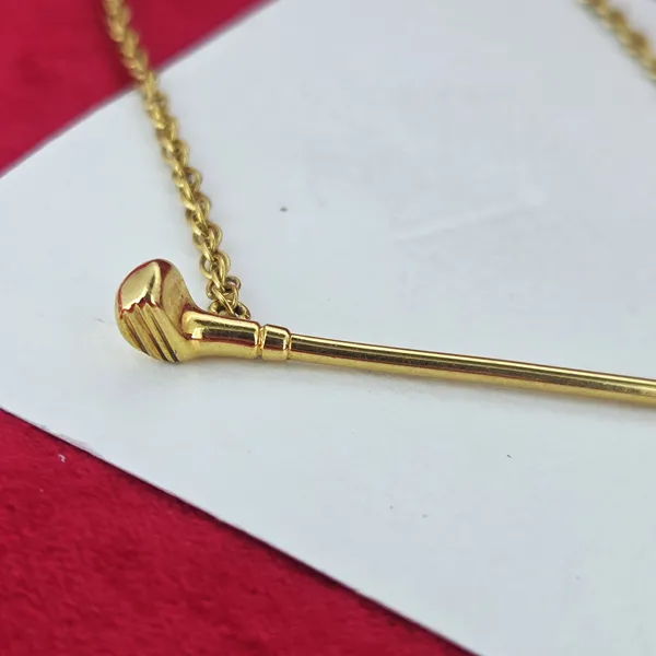 Vintage 9ct Yellow Gold Golf Club Bracelet with Rope Link Chain- Reverse Angle 