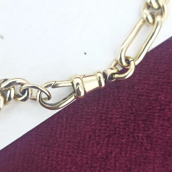 Vintage 9ct yellow Gold Figaro Bracelet- Crown View 