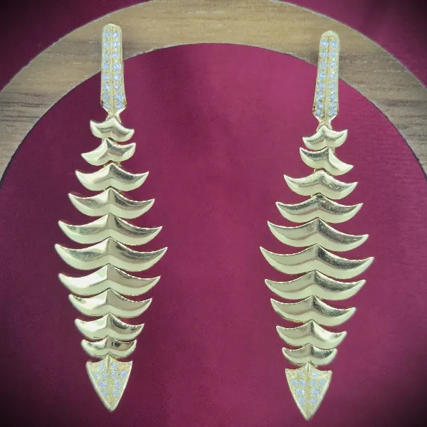 18ct Gold and Diamond Fancy Drop Earrings-18ct-drop-leaf-style-earrings-with-diamonds.webp