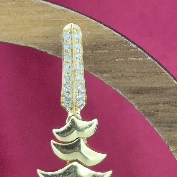 18ct Gold and Diamond Fancy Drop Earrings-18ct-drop-leaf-style-earrings-with-diamonds.webp