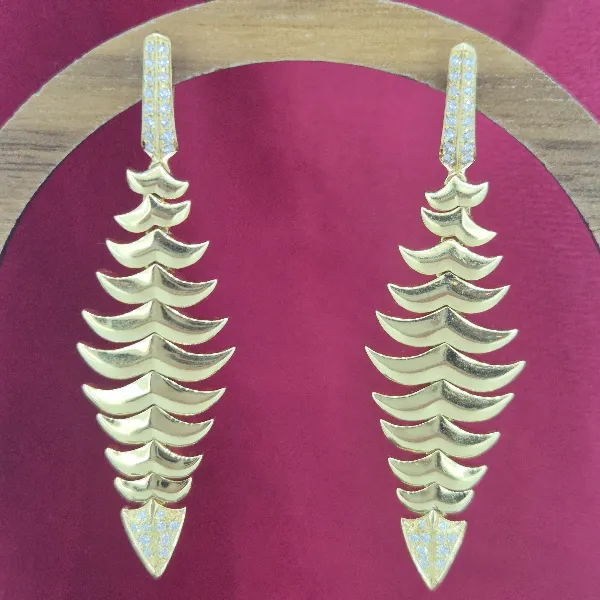 18ct Gold and Diamond Articulated Drop Earrings- Side View 