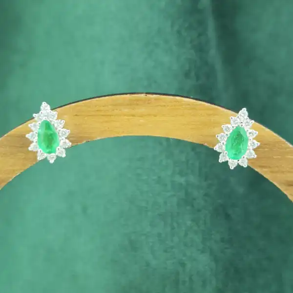 Diamond and Emerald Pear Drop Earrings in 18ct Yellow Gold-18ct-gold-emerald-diamond-teardrop-studs.webp