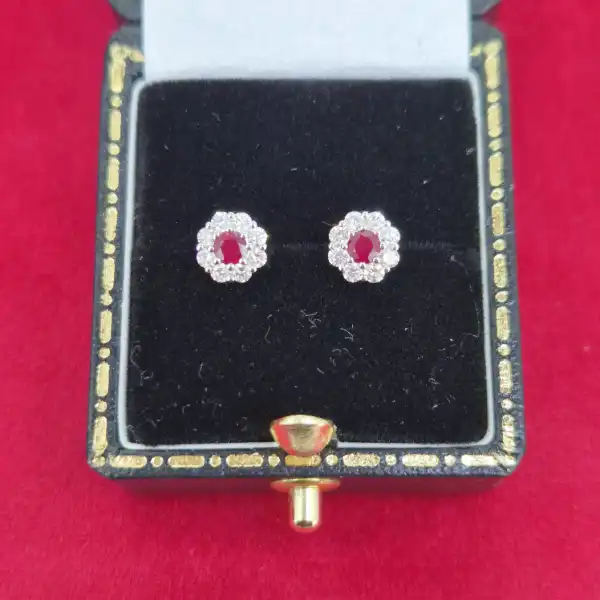 Floral Ruby and Diamond Cluster Earrings in 18ct Yellow Gold-18ct-gold-floral-ruby-diamond-stud-earrings.webp