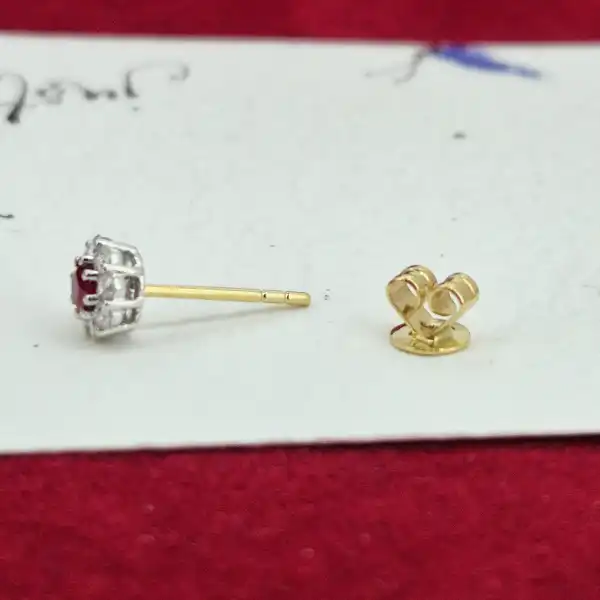 Floral Ruby and Diamond Cluster Earrings in 18ct Yellow Gold-18ct-gold-floral-ruby-diamond-stud-earrings.webp
