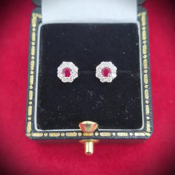 Floral Ruby and Diamond Cluster Earrings in 18ct Yellow Gold-18ct-gold-floral-ruby-diamond-stud-earrings.webp