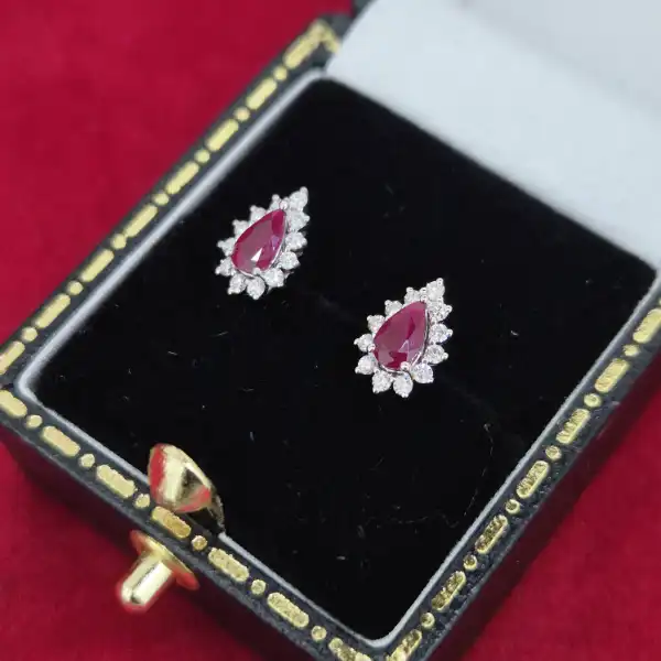 Diamond and Ruby Pear Drop Earrings in 18ct Yellow Gold-18ct-yellow-gold-ruby-diamond-teardrop-studs.webp