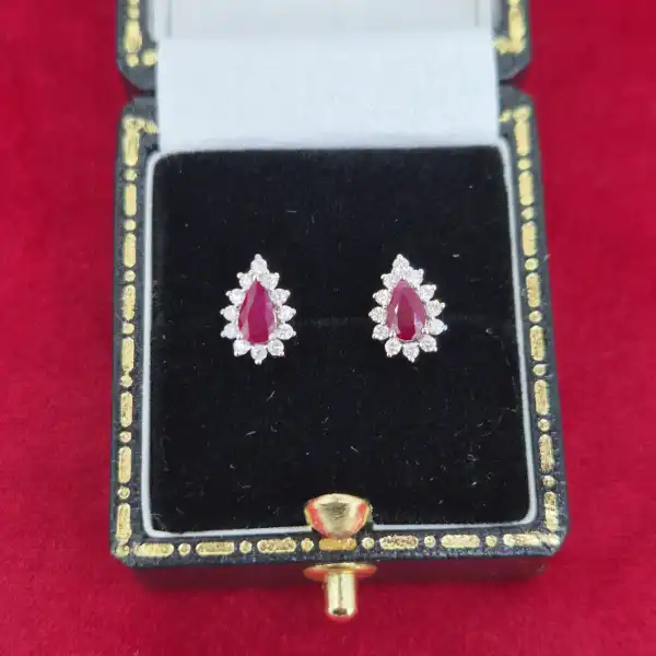 Diamond and Ruby Pear Drop Earrings in 18ct Yellow Gold-18ct-yellow-gold-ruby-diamond-teardrop-studs.webp