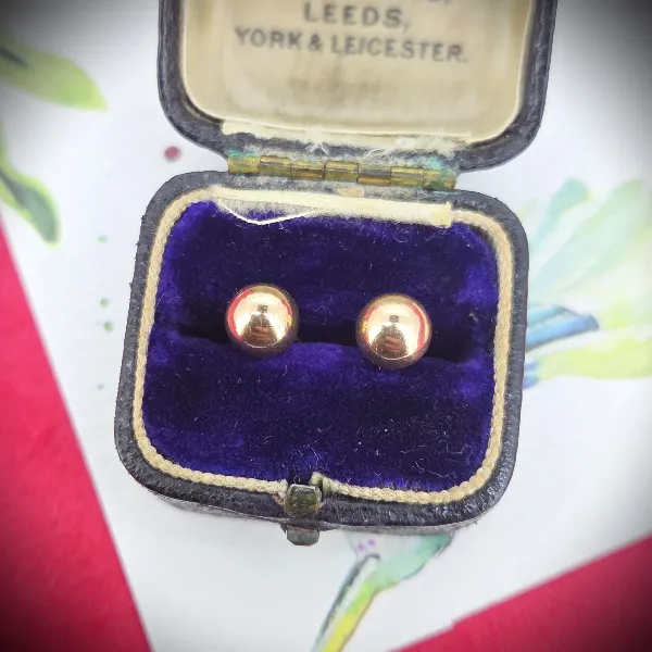 6mm Yellow Gold Stud Earrings - Matt Finish