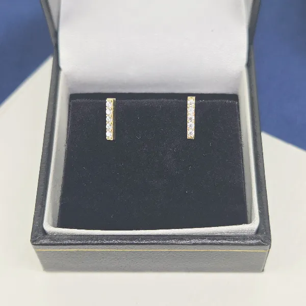 9ct Gold CZ 8mm Bar Stud Earrings-9ct-gold-cz-bar-stud-earrings.webp