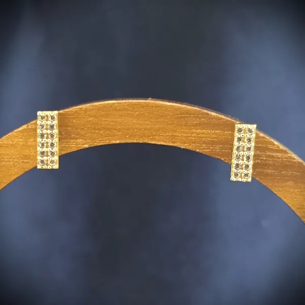 9ct Gold CZ 8mm Drop Earrings-9ct-gold-double-row-cz-bar-stud-earrings.webp