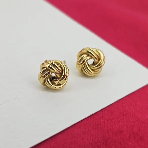 9ct Gold 10mm Knot Earrings-9ct-gold-plain-knot-studs-10mm.webp