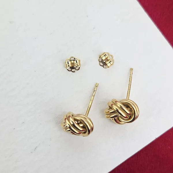 9ct Gold 10mm Knot Earrings-9ct-gold-plain-knot-studs-10mm.webp