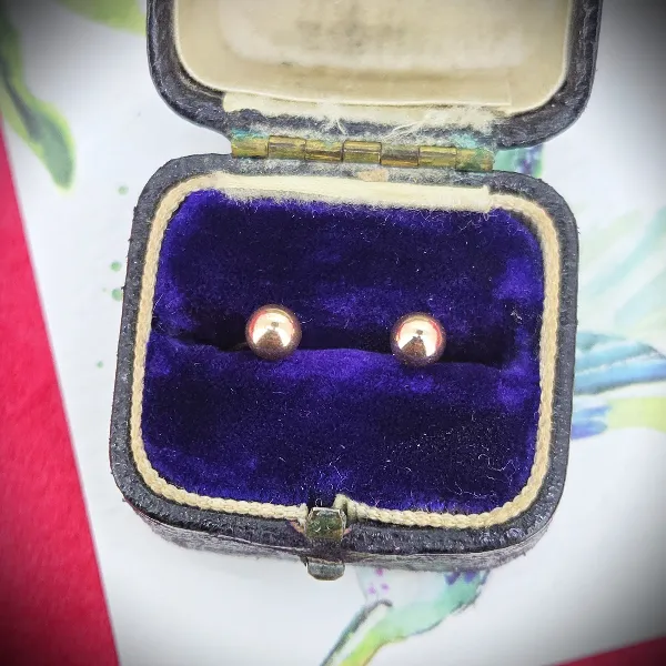 4mm Yellow Gold Stud Earrings - Matt Finish