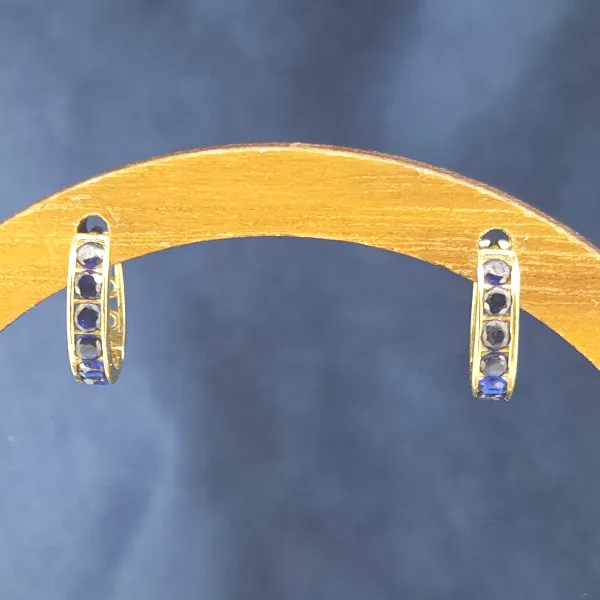 9ct Gold 11mm Sapphire Blue CZ Huggie Earrings-9ct-yellow-gold-blue-cz-huggies.webp