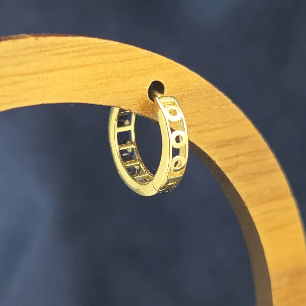 9ct Gold 11mm Sapphire Blue CZ Huggie Earrings-9ct-yellow-gold-blue-cz-huggies.webp