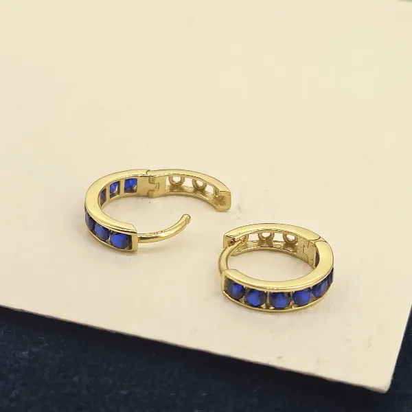 9ct Gold 11mm Sapphire Blue CZ Huggie Earrings-9ct-yellow-gold-blue-cz-huggies.webp