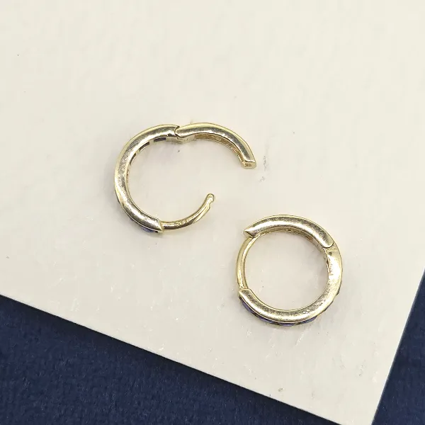 9ct Gold 11mm Sapphire Blue CZ Huggie Earrings-9ct-yellow-gold-blue-cz-huggies.webp