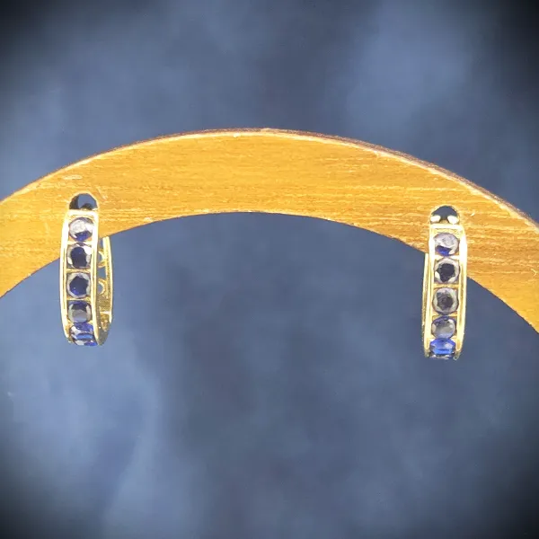 9ct Gold 11mm Sapphire Blue CZ Huggie Earrings-9ct-yellow-gold-blue-cz-huggies.webp