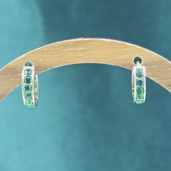 9ct Gold 11mm Emerald Green CZ Huggie Earrings-9ct-yellow-gold-green-cz-huggie-earrings.webp