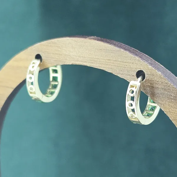 9ct Gold 11mm Emerald Green CZ Huggie Earrings-9ct-yellow-gold-green-cz-huggie-earrings.webp