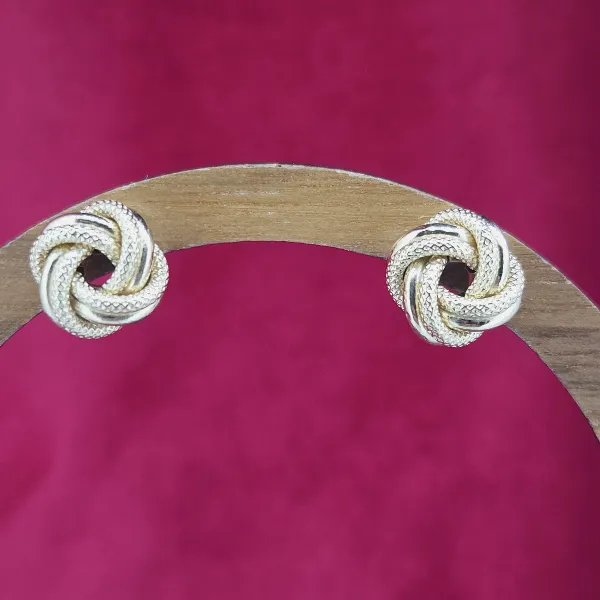 9ct Gold 10mm Patterned Knot Earrings-9ct-yellow-gold-patterned-knot-studs-10mm.webp