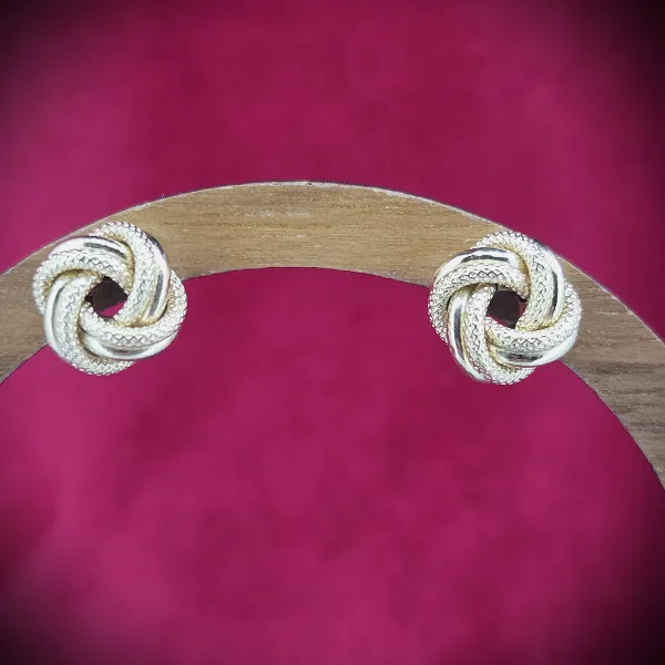 9ct Gold 10mm Patterned Knot Earrings-9ct-yellow-gold-patterned-knot-studs-10mm.webp