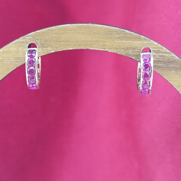 9ct Gold 11mm Ruby Red CZ Huggie Earrings-9ct-yellow-gold-red-cz-huggies.webp