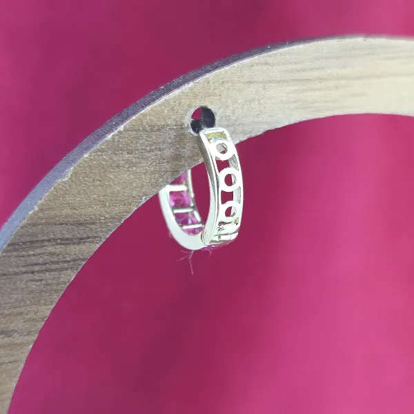 9ct Gold 11mm Ruby Red CZ Huggie Earrings-9ct-yellow-gold-red-cz-huggies.webp