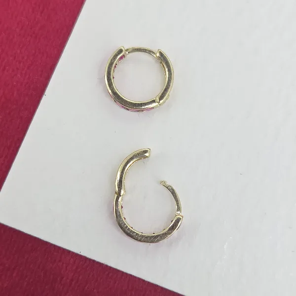 9ct Gold 11mm Ruby Red CZ Huggie Earrings-9ct-yellow-gold-red-cz-huggies.webp
