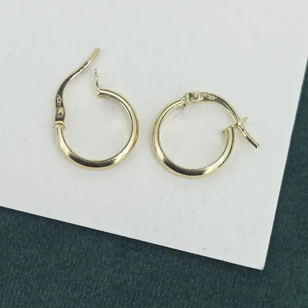  9ct Yellow Gold 13mm Hoop Earrings-9ct-yellow-gold-small-plain-hoops-13mm.webp