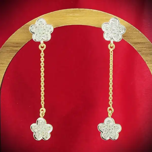  Thumbnail of 18ct Yellow Gold Diamond Flower Drop Earrings