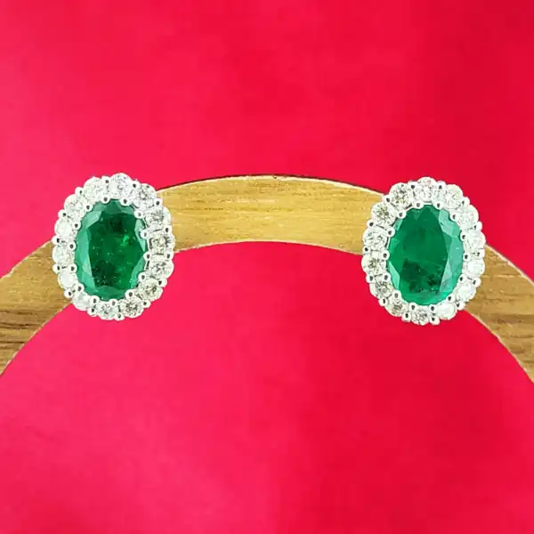 Emerald & Diamond Cluster Earrings in 18ct Gold-18ct-white-gold-emerald-and-diamond-cluster-studs-3cts.webp