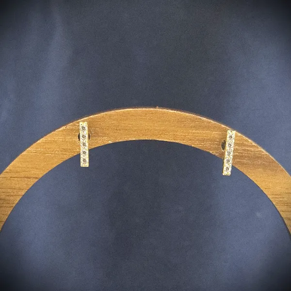  Thumbnail of 9ct Gold CZ 8mm Bar Stud Earrings